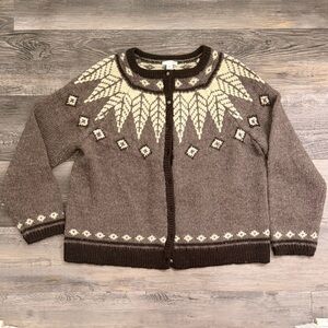 J Jill Brown and Cream Knit Cardigan size L petite